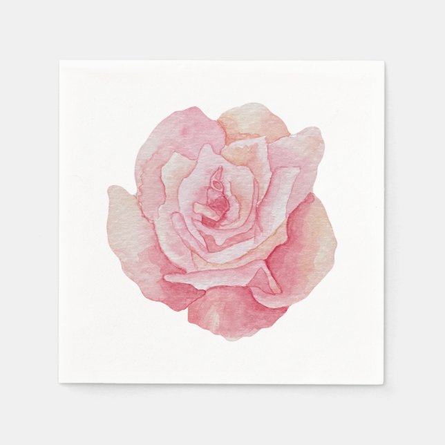 Delicate Hand Drawn Light Pink Rose Napkin (Front)
