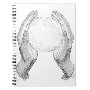 Delicate Hands Holding Moon Sketch Notebook