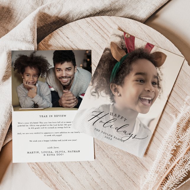 Delicate Happy Holidays Photo Year in Review Holid Holiday Card (Creator Uploaded)