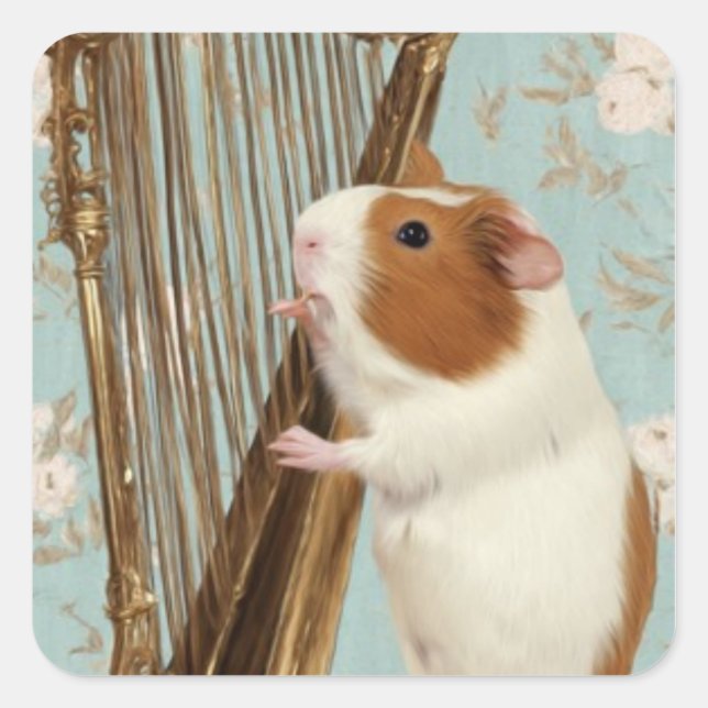 Delicate Harp Guinea Pig Sticker (Front)