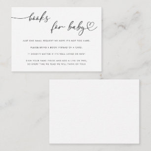 Delicate Heart Script Books for Baby Shower White Enclosure Card