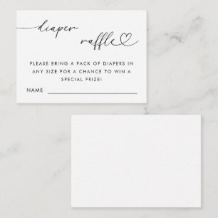 Delicate Heart Script Diaper Raffle Baby Shower Enclosure Card