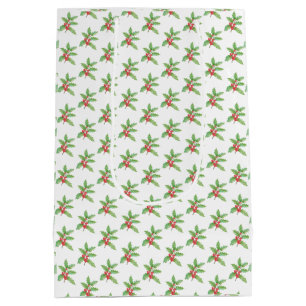 Delicate Holly berries Christmas Medium Gift Bag