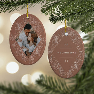Delicate Holly   Elegant Geometric Photo Ceramic Tree Decoration