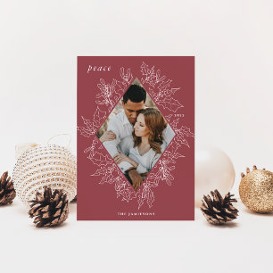 Delicate Holly   Elegant Photo Holiday Card