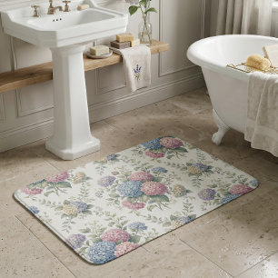 Delicate Hydrangea Flowers Bath Mat