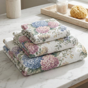 Delicate Hydrangea Flowers Bath Towel Set