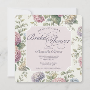 Delicate Hydrangea Flowers Bridal Shower  Invitation