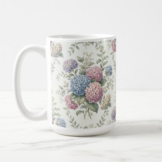 Delicate Hydrangea Flowers Coffee Mug (Left)