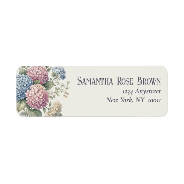 Delicate Hydrangea Flowers Return Address (Front)