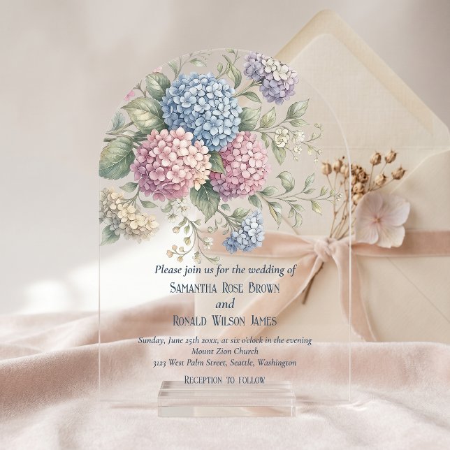 Delicate Hydrangea Flowers Wedding Acrylic Invitations (Creator Uploaded)