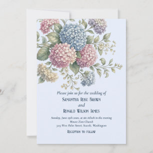 Delicate Hydrangea Flowers Wedding Invitation
