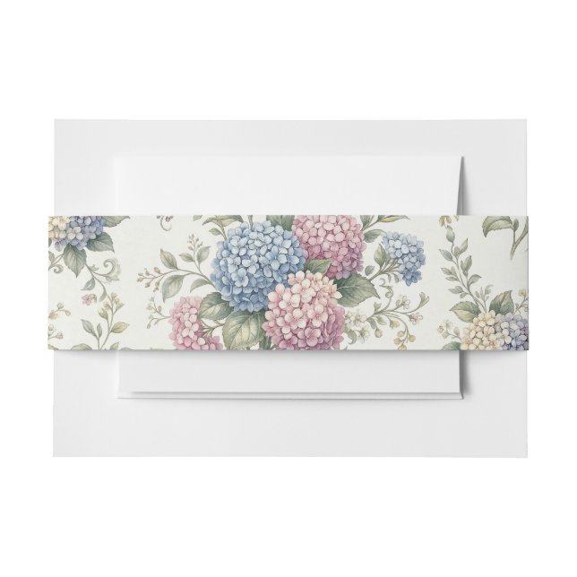 Delicate Hydrangea Flowers Wedding  Invitation Belly Band (Front Example)