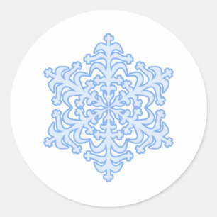 Delicate Icy Blue Winter Christmas Snowflake Classic Round Sticker