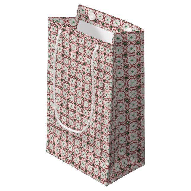 Delicate Intricate Funky Festive Christmas Pattern Small Gift Bag (Front Angled)