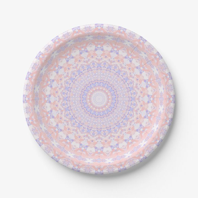 Delicate Intricate Pretty Pastel Abstract Mandala Paper Plate (Front)