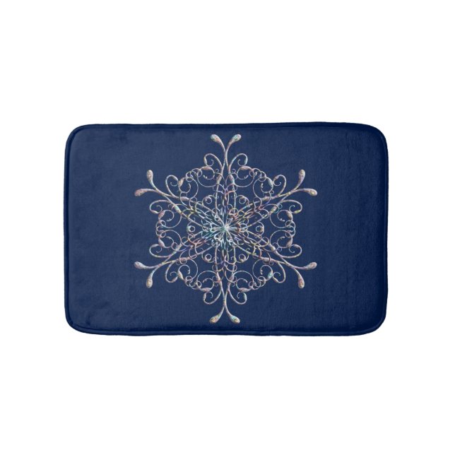 Delicate Iridescent Snowflake Bath Mat (Front)
