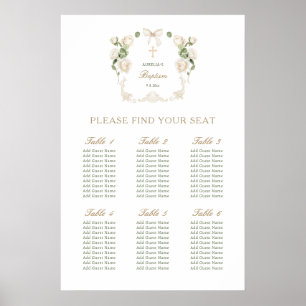 Delicate Ivory Roses Frame Baptism Seating Chart