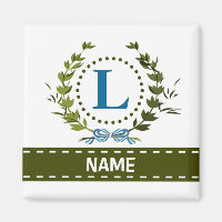 Delicate Ivy Wreath and Bow Name with Monogram L