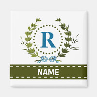 Delicate Ivy Wreath and Bow Name with Monogram R