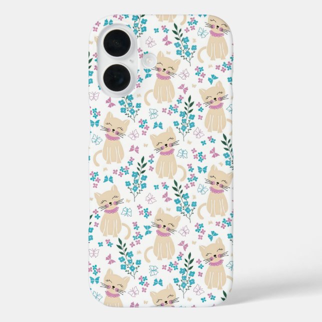 Delicate Kitten and Botanical Doodle Case-Mate iPhone Case (Back)