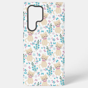 Delicate Kitten and Botanical Doodle Samsung Galaxy Case