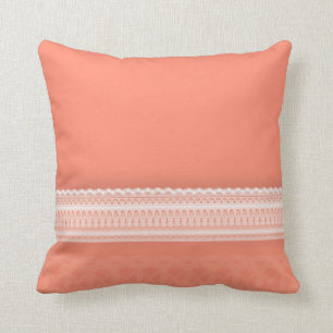 Delicate Lace Against Vibrant Coral Cushion