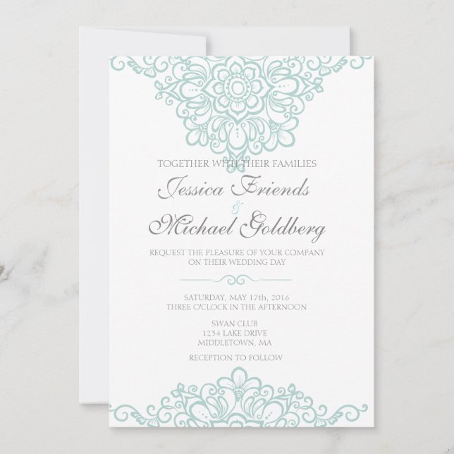 Delicate lace border Wedding Invitations 5x7 (Front)