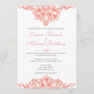 Delicate lace border Wedding Invitations 5x7
