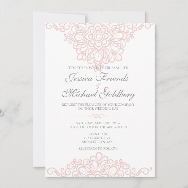 Delicate lace border Wedding Invitations 5x7 (Front)