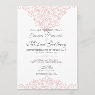 Delicate lace border Wedding Invitations 5x7