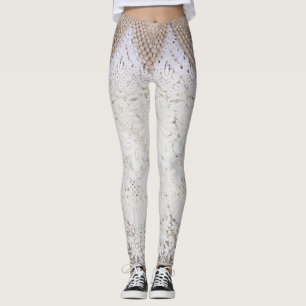 Delicate Lace Cloth Texture Background Leggings