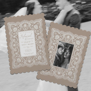 Delicate Lace Doily Beige Rehearsal Dinner Invitation