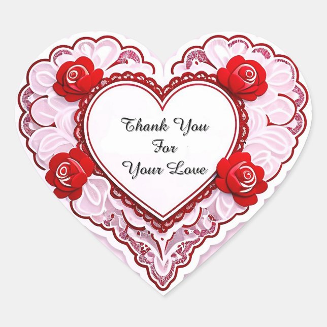 Delicate Lace Heart Card Sticker (Front)