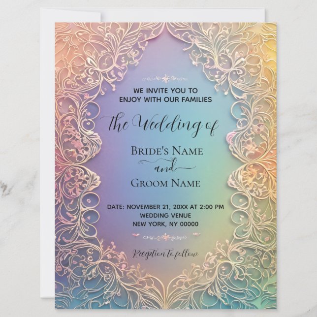 Delicate Lace Wedding Invitation  (Front)