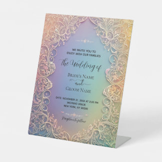 Delicate Lace Wedding Invitation  Pedestal Sign