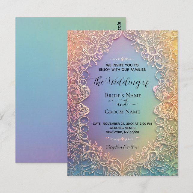 Delicate Lace Wedding Invitation Postcard (Front/Back)