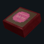 Delicate Lacy Stylish Wedding Anniversary Gift Box<br><div class="desc">Stylish and elegant gift box with fine detailed lace like design created from fractals in pink and deep olive green - Exquisite and elegant custom Anniversary, Wedding or engagement present. Personalise with names, anniversary date and monogram or numbers - made into a wonderful wooden gift box to keep trinkets, jewellery...</div>