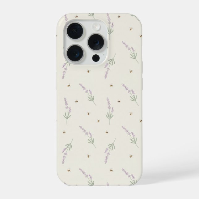 Delicate Lavender & Honeybee Botanical(L) iPhone Case (Back)