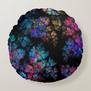 Delicate leaf ornaments - fractal round cushion