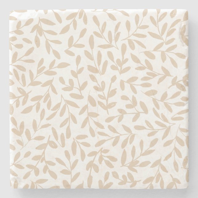 Delicate Leafy Branch Stone Coaster (Front)