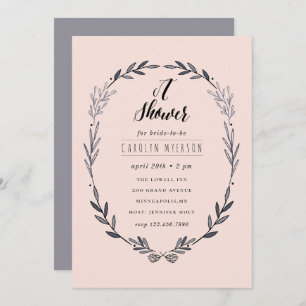 Delicate leafy frame bridal shower invitation