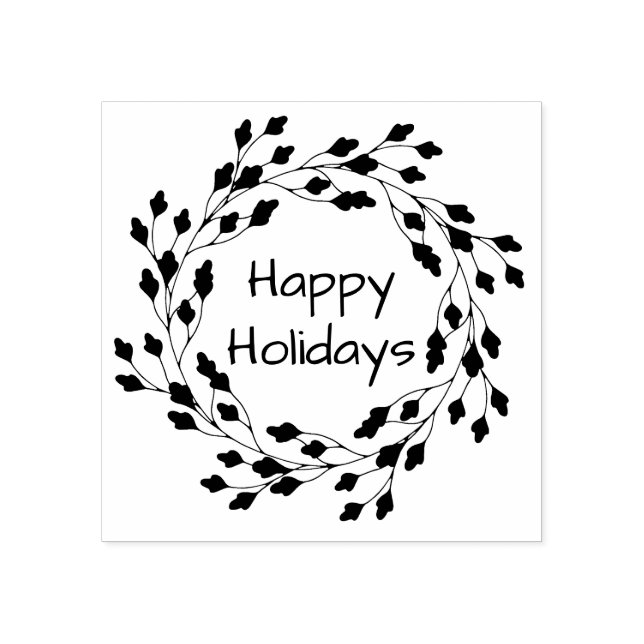 Delicate Leafy Wreath Holiday Rubber Stamp (Imprint)