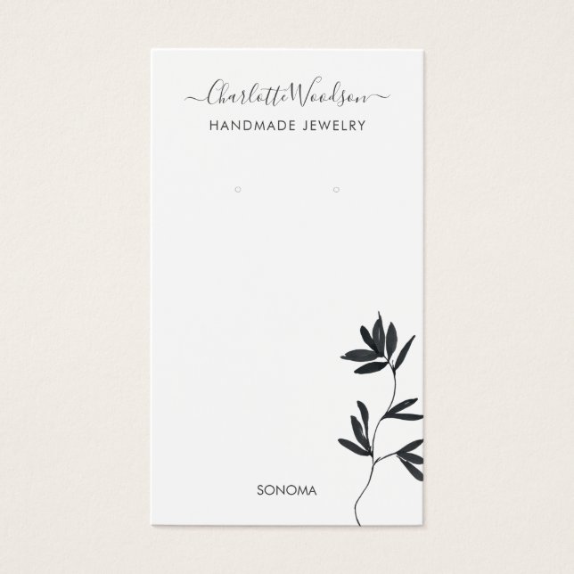 Delicate Leaves Illustration Earring Display Card (Front)
