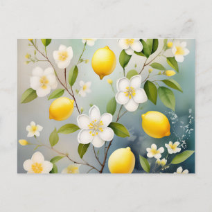 Delicate Lemon Blossoms in Watercolor  Postcard