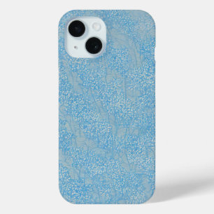 Delicate Light Blue Floral Texture iPhone 15 Case