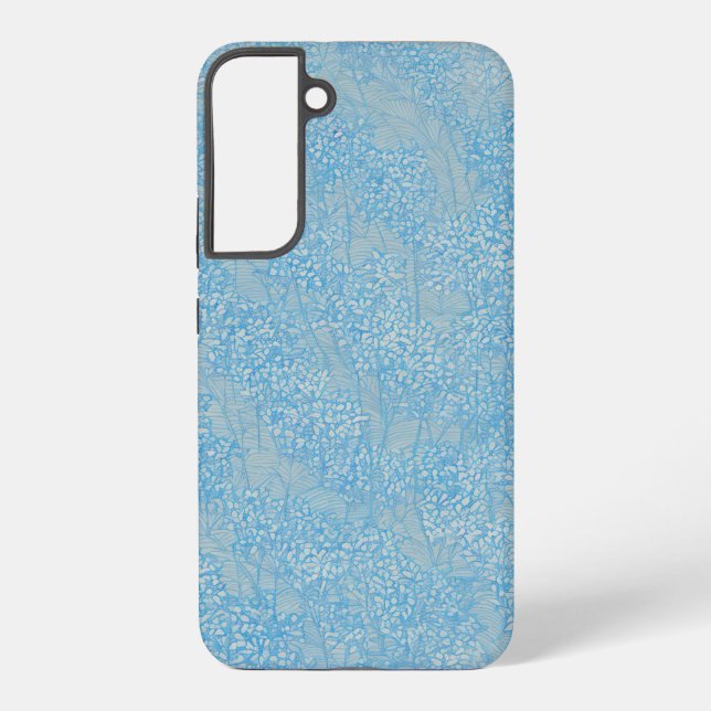 Delicate Light Blue Floral Texture Samsung Galaxy S22+ Case (Back)