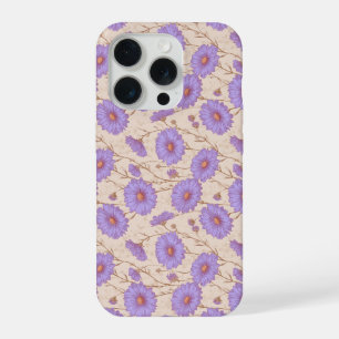 Delicate Lilac Daisy Cream Floral Pattern iPhone 15 Pro Case