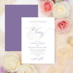 Delicate Lilac Lavender Modern Calligraphy Classic Invitation
