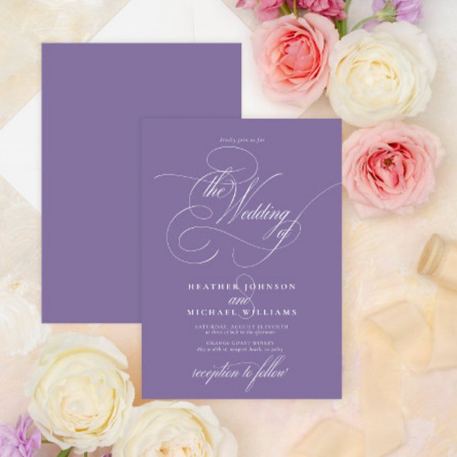 Delicate Lilac Lavender Modern Calligraphy Classic Invitation (Creator Uploaded)